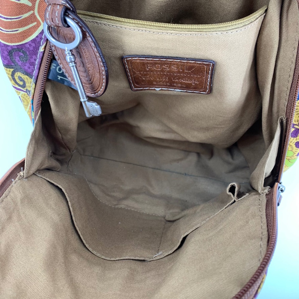 Fossil Paisley Mini Backpack Floral Indie Boho Purple Multi Festival Y2K Hippie - Picture 6 of 10